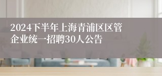 2024下半年上海青浦区区管企业统一招聘30人公告