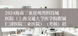 2024海南三亚崖州湾科技城医院（上海交通大学医学院附属仁济医院三亚医院）（考核）招聘378人公告（第1号）